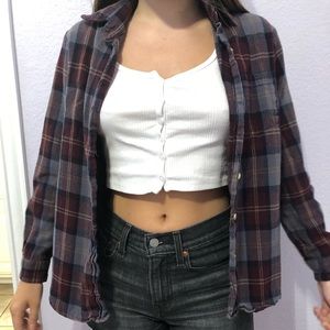 Brandy Melville Purple/Burgundy Button-Up Flannel
